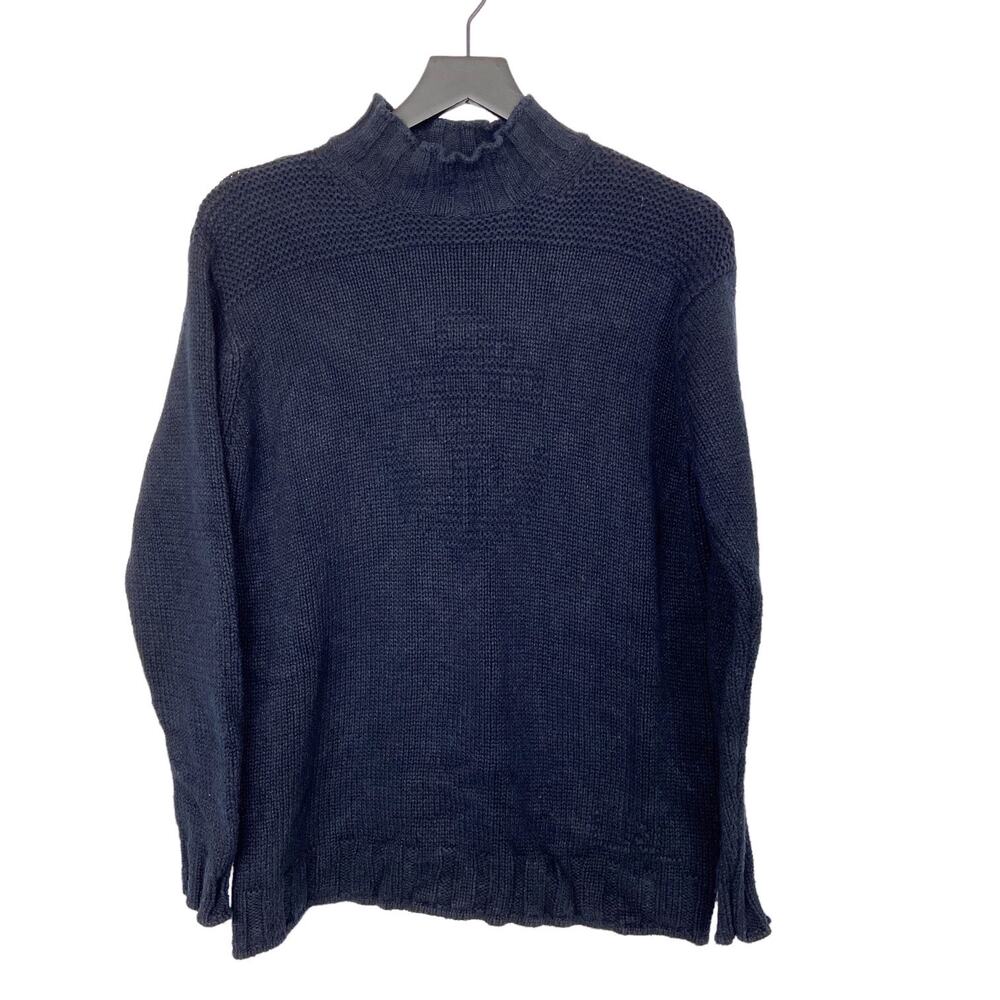 Ralph Lauren Sweater Silk Cotton Blend Chunky Knit Anchor Womens Small Petite